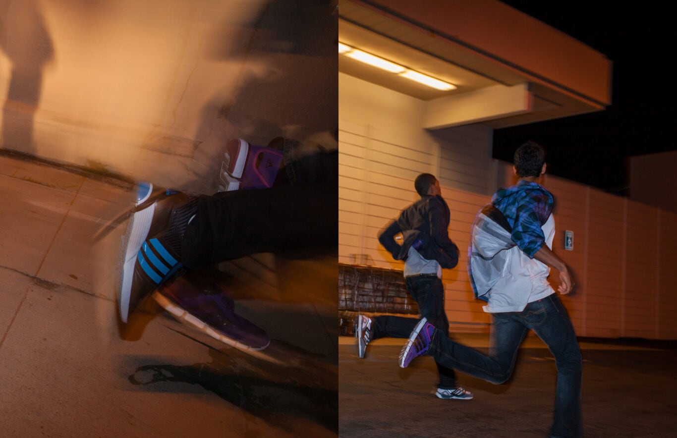 Youth crew running at night