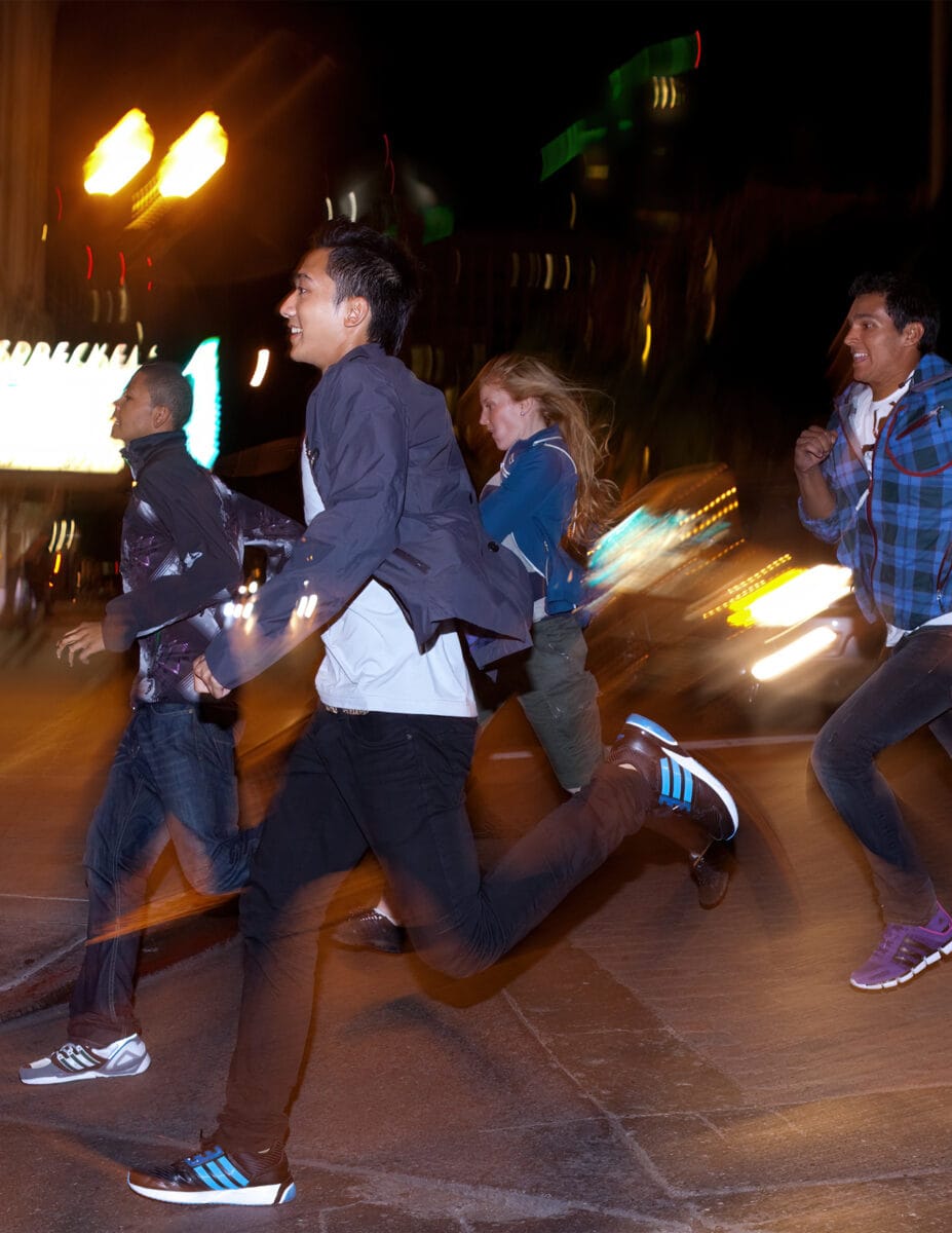 Youth crew running at night by Rafael Astorga